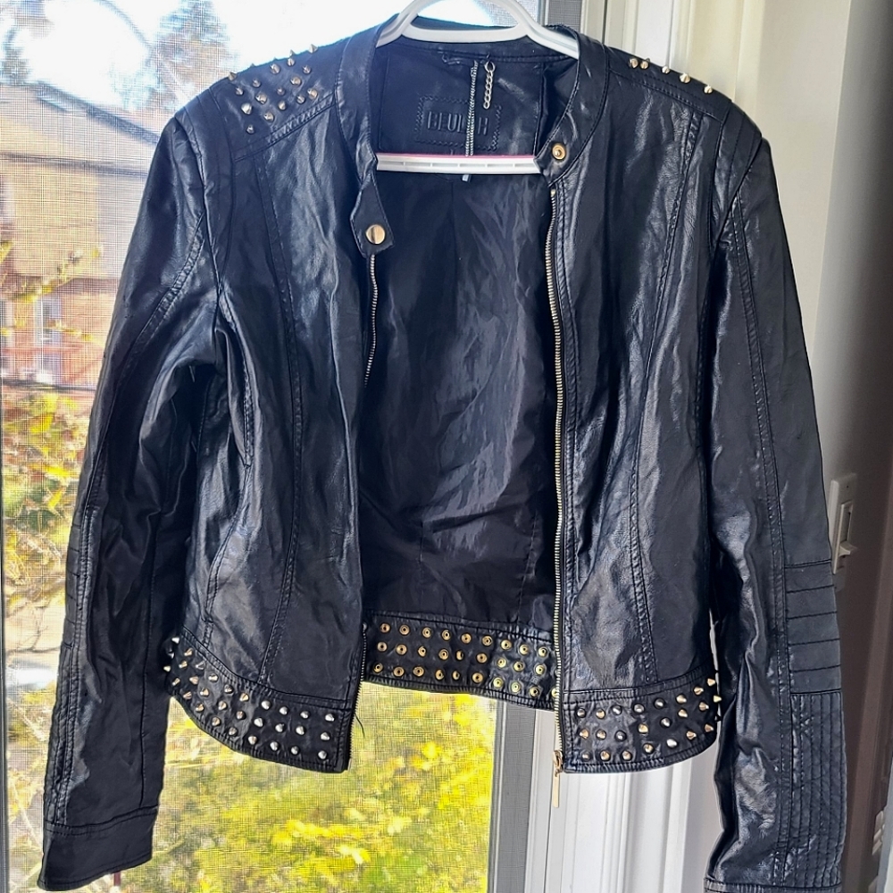 ♡ ADD ON ITEM ♡ Belula Gold-Studded Biker Jacket